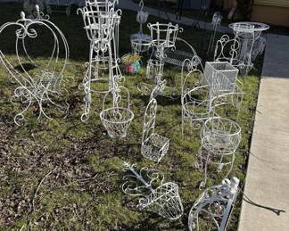 Wire garden planters and yard art