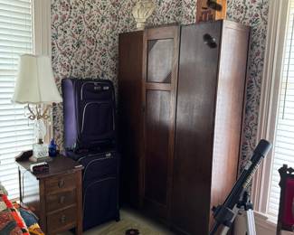 Armoire, bedside furnishings and telescope 
