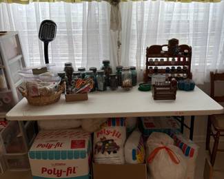 Sewing supplies and Ball jars