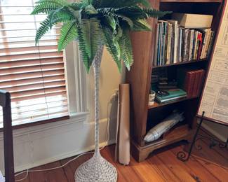 Wicker trumpet floor vase 