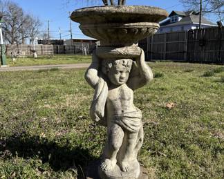 Cherub bird bath