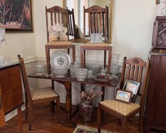 Drop leaf table and four chairs
