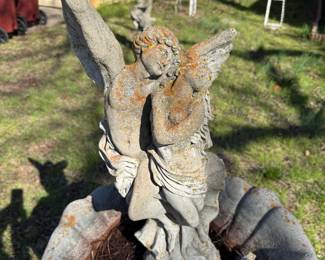 Statuary and bird bath
