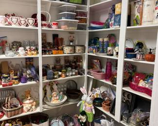 Pantry full of holiday decor 