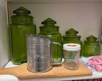 LE Smith paneled Apothecary canister set