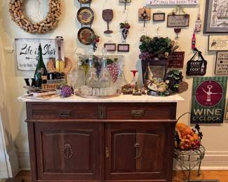 Marble top sideboard cabinet