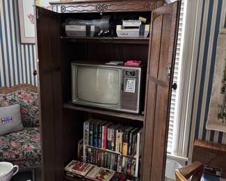 Two Nintendo Game Systems, vintage Zenith TV, books