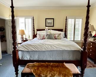 King bed with new and like new bedding