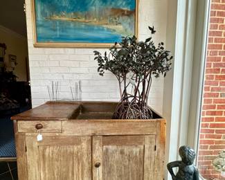 Pine washstand with copper insert - sold to family but art, sculptures etc are available