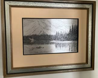 Signed Jamie Wyeth etching on silver
