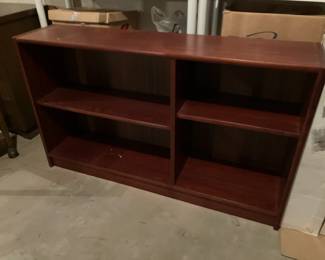 Low and wide shelf with adjustable shelves