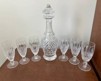 Waterford Crystal "Kildare" decanter w 6 goblets
