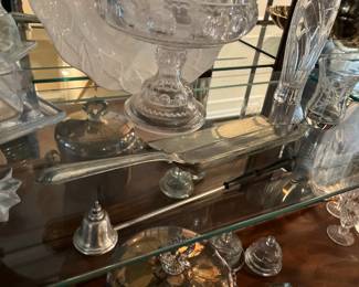 Silver candle snuffer, silver crumb catcher