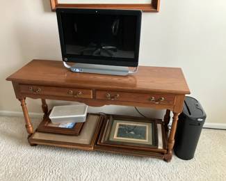 Oak sofa table/hall table w 2 drawers, Office Max paper shredder