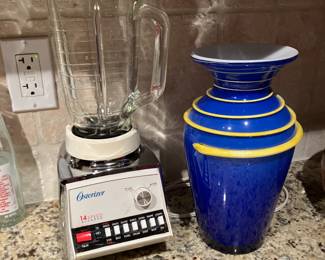 Osterizer 10 spd blender, Murano glass vase