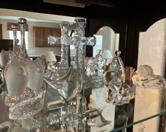 Waterford Crystal cross, Orrefors, other crystal figurines