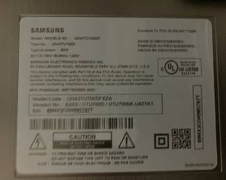 Label on back of Samsung TV