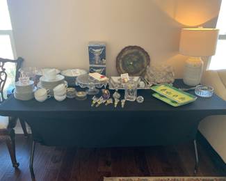 Beautiful Rosenthal China, Glass bottle, stoppers, decanters, decorative lamp, cake, stand and more
