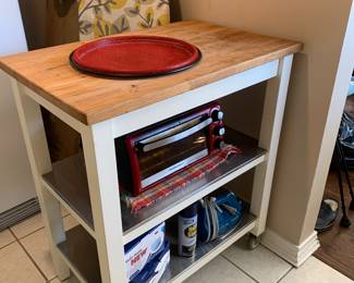 Utility cart, toaster oven, Rowrenta iron