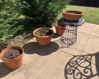 More decorative terra-cotta pots and plant stand