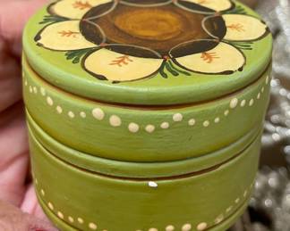 Trinket box tole hand painted.