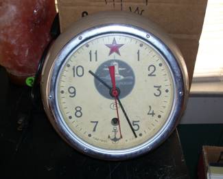 Vintage Russian Submarine/U-Boat Clock with Key and Mounting Bracket