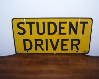 Vintage AAA Student Driver Sign