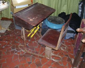 Vintage Childs School Desk - seat swivels out