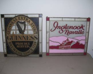 Glass Guiness Beer and Inglenook Navalle Signs