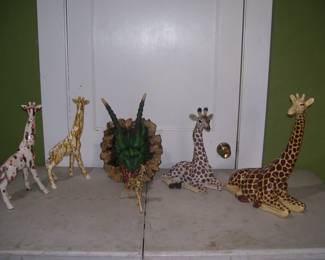 Giraffe Collectibles and Dragon Sculpture