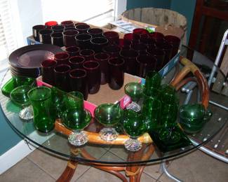 Ruby Red and Green Glassware