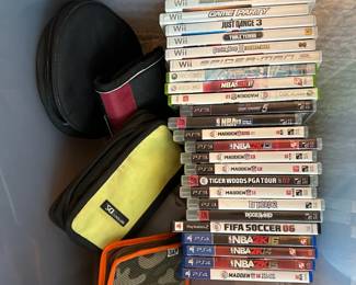 Video games (PS4, PS3, Wii, and Xbox 360) and cases. Xbox One Console also for sale.