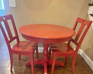 Red Bistro Table and Chairs Set
