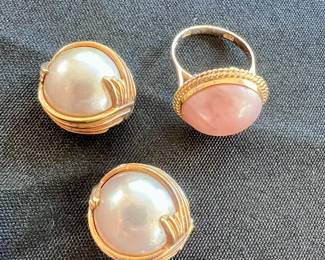 14kt pearls ring and clip earrings..clips also 14kt