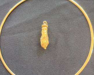Omega 14kt chain, 20.3 grams and very unique 20gram rabbit foot charm