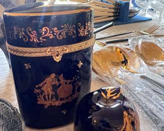 Gold and blue enamel, French