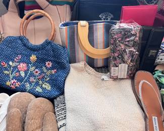 Neiman Marcus straw bag with tags. Hats. Kate Spade etc..