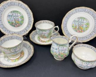 104 SilverBirchRoyalAlbertTeaSetforTwo