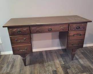 85 VintageDeskwithFiveDrawersDecoLegs