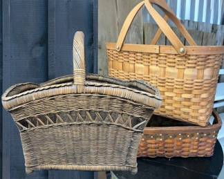 103 ThreeMidCenturyHandwovenBaskets