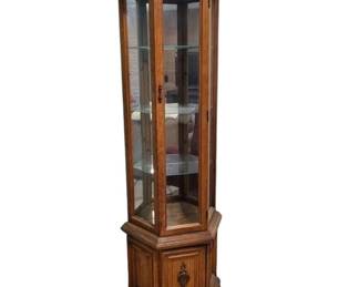 35 LightedWoodGlassCornerCurioCabinet