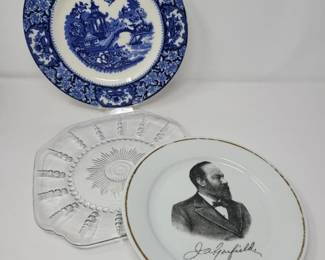 113 RareJAGarfield1880sCampaignPlateOldeAltonWarePlate