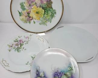 109 FourEarlyCenturyVintageFloralSaladPlates