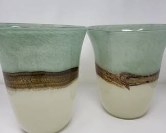 51 TranquillityGlassCandleHolderorVasePairByPartylite