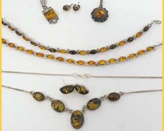 4 SterlingJewelryWithNaturalBalticAmber43gr