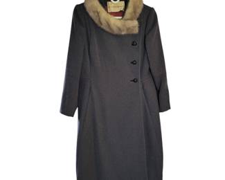 101 BeautifulVintageBonMarcheFurCollarWoolCoat