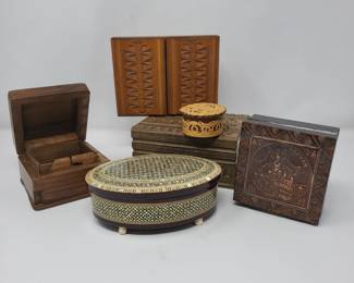 38 WoodInlayBoxesPuzzleBoxIndiaPoland