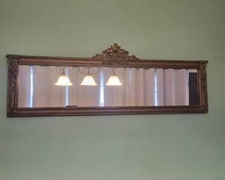 40 AntiqueOrnateGoldGiltWoodFramedRectangleMirror
