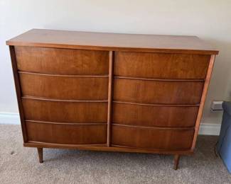 Tall, eight drawer, midcentury modern dresser