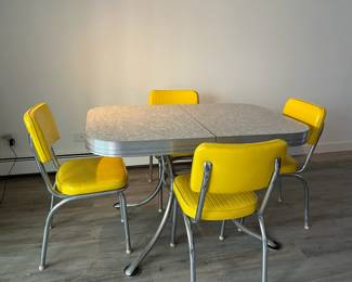 Retro Kitchen Table And Yellow Chairs